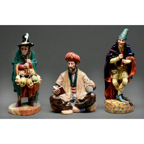 66 - Three Royal Doulton earthenware figures, mid 20th c, comprising Omar Khayyam, The Pied Piper and The... 