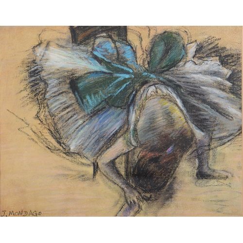 735 - Manner of Edgar Degas - Ballerina, bears signature, mixed media on canvas board, 28.5 x 36.5cm... 