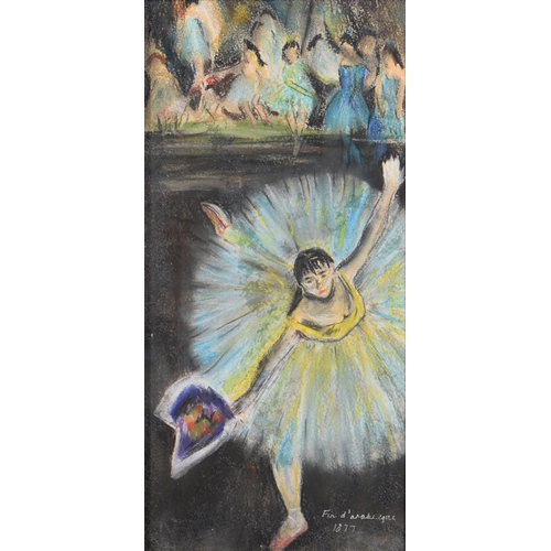 742 - After Edgar Degas - Fin d'Arabesque, bears inscription and date, pastel, 38 x 18cm