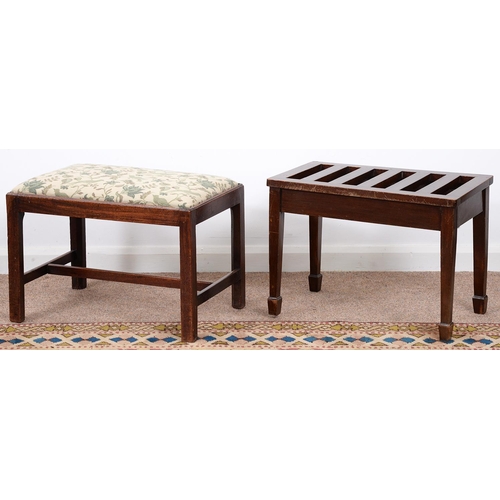 975 - A mahogany dressing stool and a mahogany luggage rack, both early 20th c, the rack 37 x 60cm... 