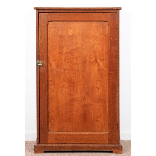 987 - An oak and plywood cupboard, 127cm h; 35 x 73cm