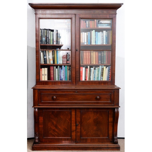 990 - A Victorian mahogany secretaire bookcase, fitted with adjustable shelves enclosed by a pair of glaze... 