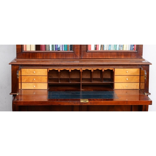 990 - A Victorian mahogany secretaire bookcase, fitted with adjustable shelves enclosed by a pair of glaze... 