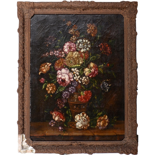 1104A - Manner of Jean-Baptiste Monnoyer - A Flowerpiece, signed 'R Cuprin', oil on canvas, 77 x 58cm... 