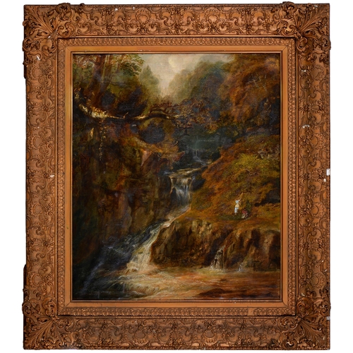 1085 - Reverend William Horner (1752-1833; Exhibited 1808-1820) – Stock Ghyll Force Ambleside, with old ins... 