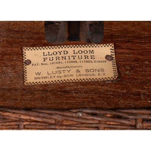 1200 - A Lloyd Loom oak and wicker chair, W Lusty & Sons London, c1930, with metal springs, seat height... 