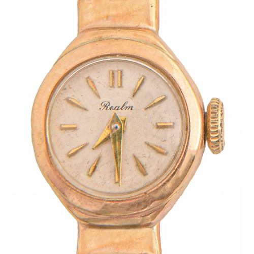 30 - A Realm 9ct gold lady's wristwatch, 15mm, on 9ct gold bracelet, Birmingham 1952, 14.6g... 