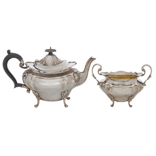 380 - An Edwardian silver teapot and sucrier,  teapot 17.5cm h, by The Goldsmiths & Silversmiths ... 