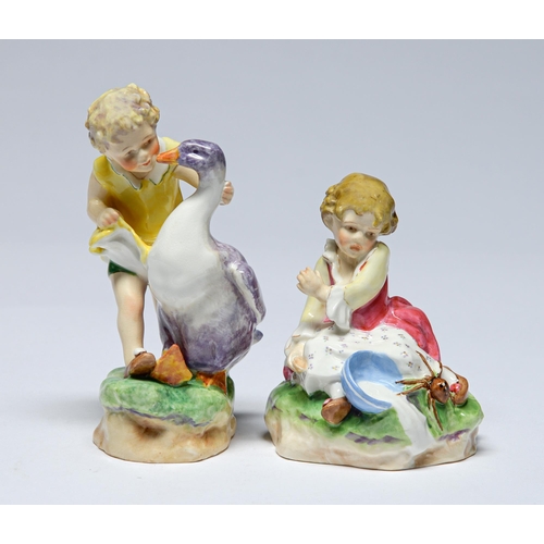 561 - Two Royal Worcester nursery rhymes figures designed by Freda Doughty, 1940,  Goosey Goosey Gand... 