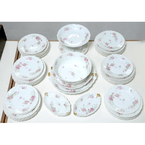 684 - A Limoges floral dinner service, early 20th c, printed mark