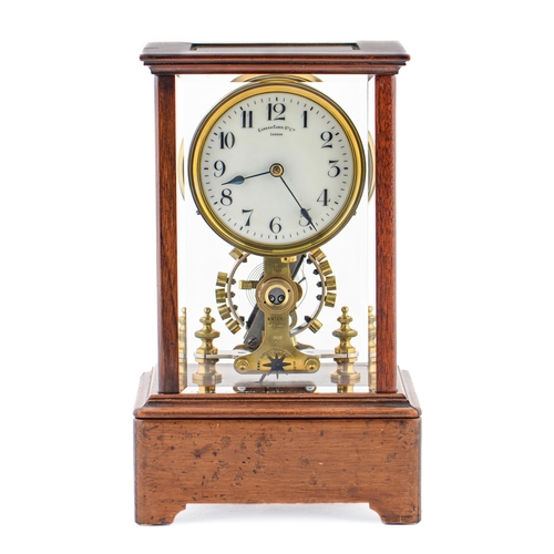 743 - A mahogany four glass electric timepiece, Eureka Clock Co Ltd, London, No 8118, Patent No 14614 1906... 