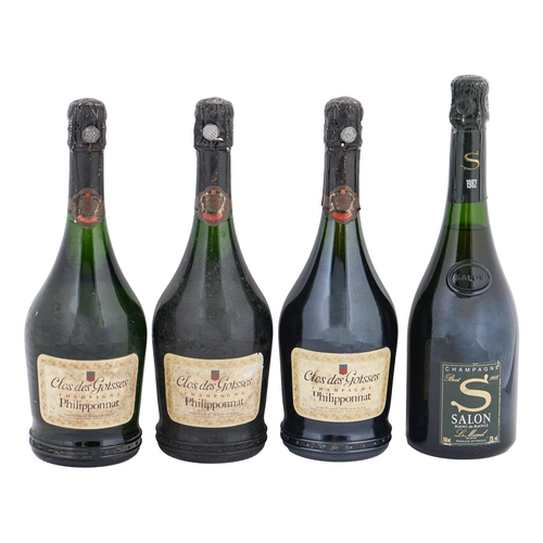 766 - Wine. Champagne, Philipponnat Clos des Goisses, three bottles and another bottle of champagne (4)... 