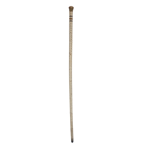 779 - A vertebrae cane, 19th c, with horn pommel, 88cm l