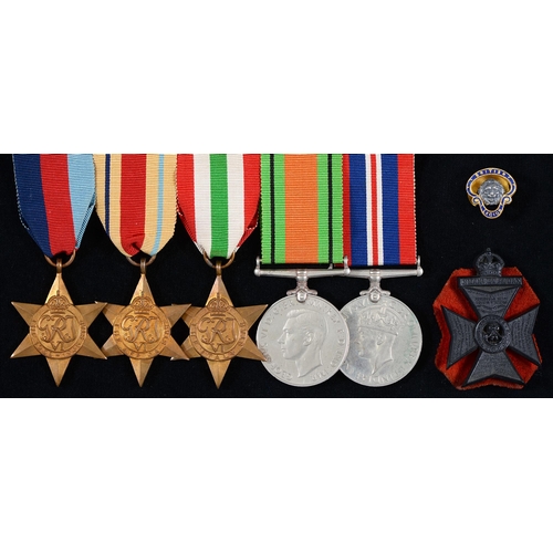 790 - 1939-1945 Star, Africa Star, Italy Star, Defence Medal, War Medal and Army Certificate of Service, B... 