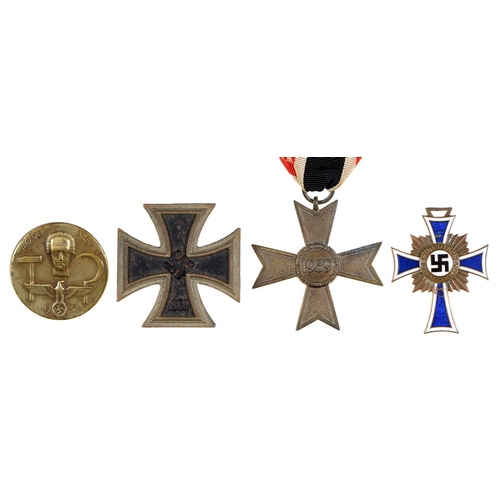 796 - Germany, Third Reich, Iron Cross first class, War Merit Cross, Mother's Cross (enamel chipped) and 1... 