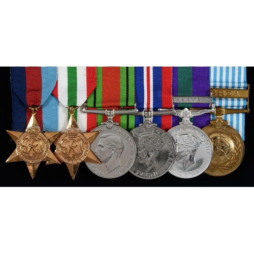 804 - 1939-1945 Star, Italy Star, Defence Medal, War Medal, General Service Medal Elizabeth II one clasp M... 