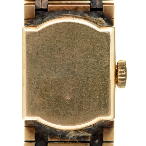 84 - An Omega 9ct gold square lady's wristwatch, 13 x 13mm, on textured 9ct gold bracelet, London 19... 