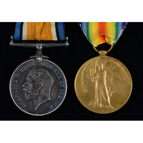 847 - WWI pair, British War Medal and Victory Medal 55970 Pte E V Wadhams 10-Lond R