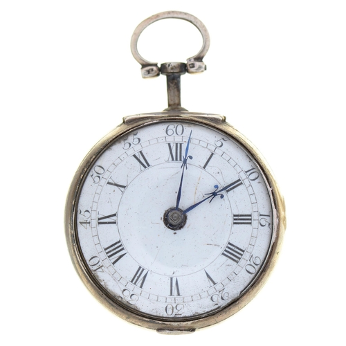 85 - An English silver pair cased verge watch, D Edmonds, Liverpool, No 833, with enamel dial and steel b... 