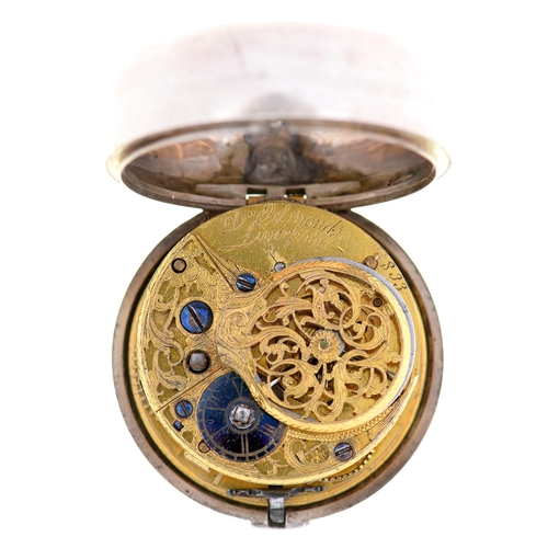 85 - An English silver pair cased verge watch, D Edmonds, Liverpool, No 833, with enamel dial and steel b... 