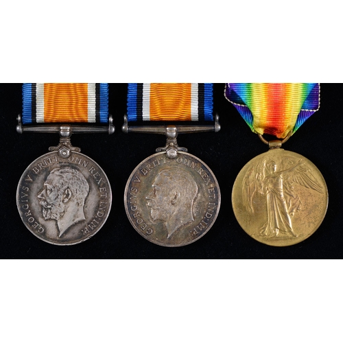 873 - Battle of the Somme casualty. Pair, British War Medal and Victory Medal 16666 Pte J Denner Devon R a... 