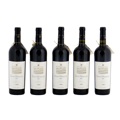 911 - Wine. Red, Torres Grans Muralles 1998, 5 bottles