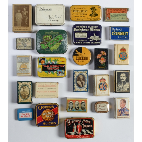 917 - Advertising. Twenty-four tins and matchbox slides, first half 20th c, lithographed in one or more co... 