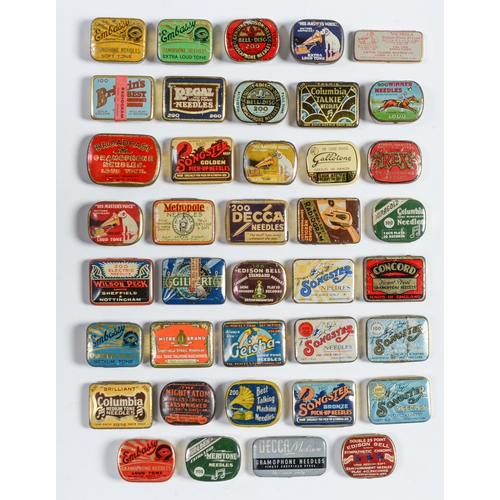 918 - Advertising. Thirty-nine gramophone needle tins, first half 20th c, lithographed in one or more colo... 