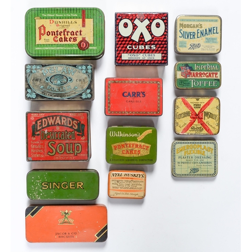 922 - Advertising. Thirteen tins, first half 20th c, lithographed in one or more colours, to include Pelaw... 