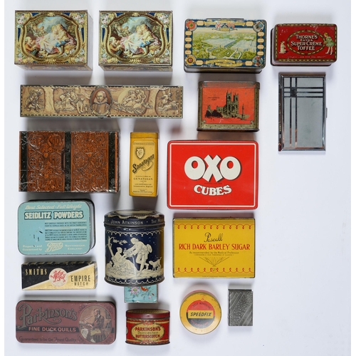 925 - Advertising. Sixteen tins, early 20th c and later, lithographed in one or more colours, the manufact... 