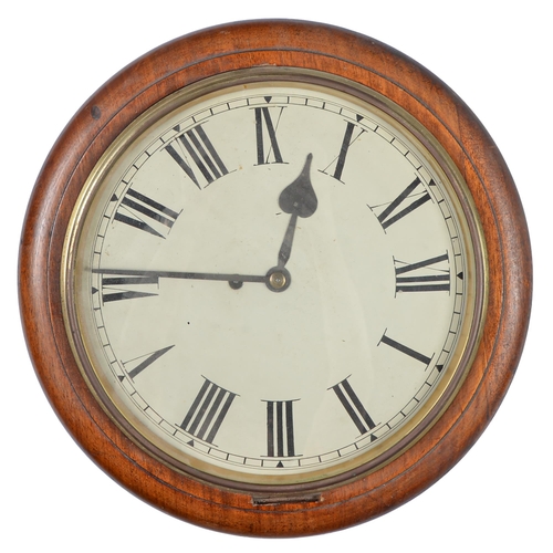 928 - A Victorian walnut wall timepiece, c1900, with painted dial, chain fusee movement, pendulum, 39cm di... 