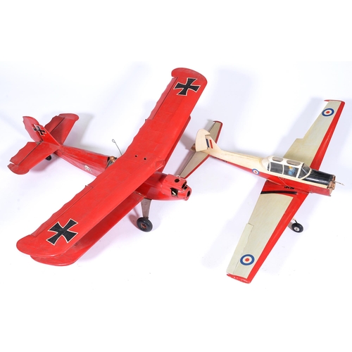 969 - Two flying model aircraft, lacking propellers and engines, wingspan 150cm