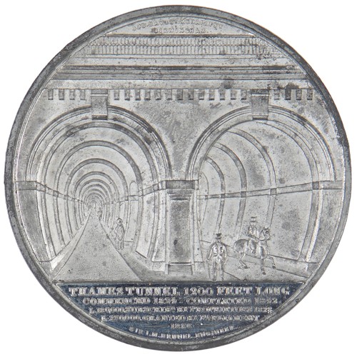 702 - Commemorative medal. Thames Tunnel Completed 1842, by W J Taylor, white metal, 42mm, Eimer 1372Prove... 