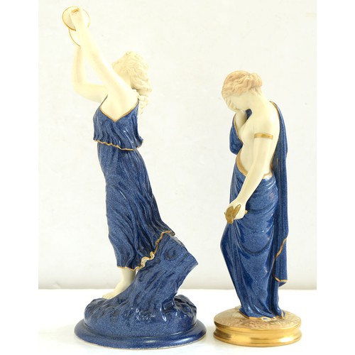 526 - A Royal Worcester figure of Sorrow and a Royal Worcester Crownware figure of a dancing girl with cym... 