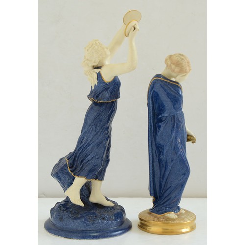 526 - A Royal Worcester figure of Sorrow and a Royal Worcester Crownware figure of a dancing girl with cym... 