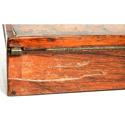 756 - A Victorian Tunbridge ware slope front writing box, decorated with a view of Eridge Castle in traili... 