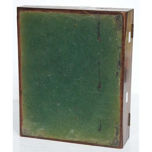 756 - A Victorian Tunbridge ware slope front writing box, decorated with a view of Eridge Castle in traili... 