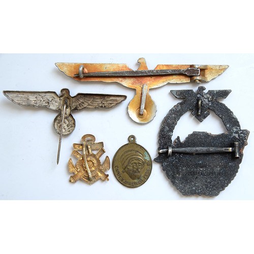 808 - Germany, Third Reich, cloth insignia, buckle and badges, various, includes reproductions... 