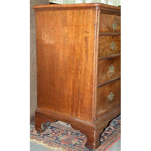 1242 - A Victorian mahogany chest of drawers, on bracket feet, 99cm h; 55 x 106cm