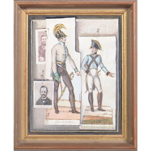 287 - Peter Brannan (1926-1994) - The Officers, signed and dated '68, oil on board, 22.5 x 17.5cmProvenanc... 