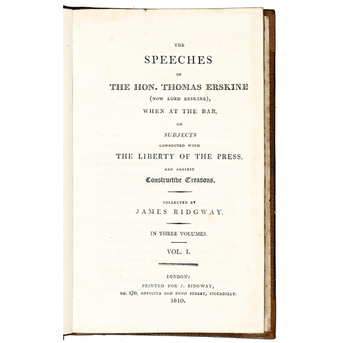 361 - The Speeches of the Hon. Thomas Erskine...when at the Bar on Subjects Connected with the Liberty of ... 