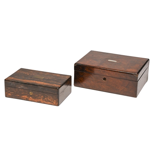 108 - A  Victorian marblewood jewel box,  the lid with vacant brass inset tablet, the fitted interior line... 