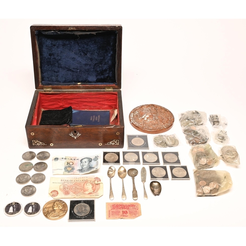 125 - Miscellaneous United Kingdom and foreign coins, a plaster replica of the great seal, four items of s... 