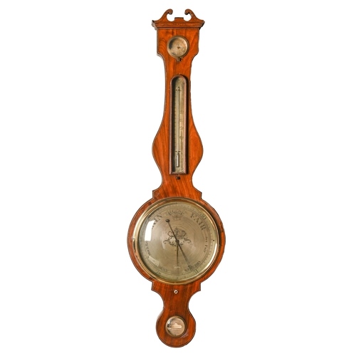 200 - A Victorian mahogany and line inlaid barometer, A Pagani Warranted Nottingham,  with mercury thermom... 