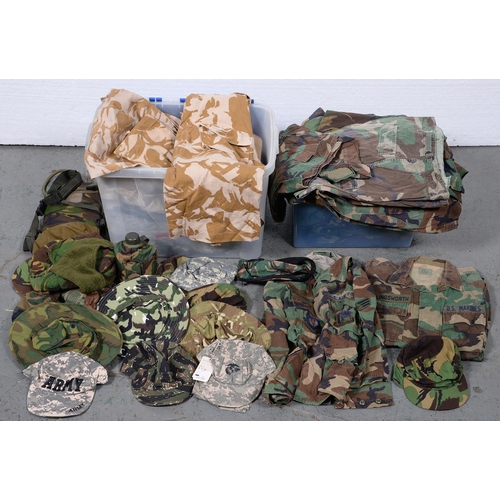 229 - Miscellaneous Camouflage uniforms, hats and belts, used by the later owner when attending re-enactme... 