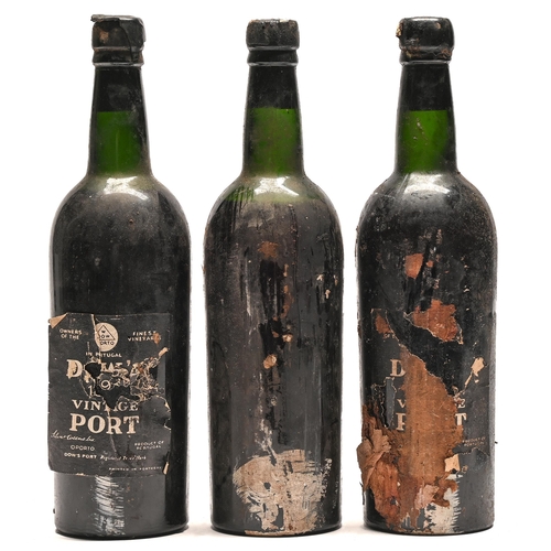 272 - Dows vintage port 1960, (2) partial wax capsules, labels poor, another bottle of vintage port w... 