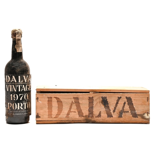 273 - Two bottles of Dalva vintage port, 1970, with wax capsules, stencilled labels, one with card tu... 