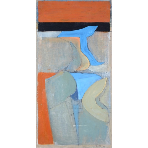 292 - Adrian Heath (1920-1992) - Untitled III, signed and dated '83, oil on canvas laid on board, 38 x 19c... 