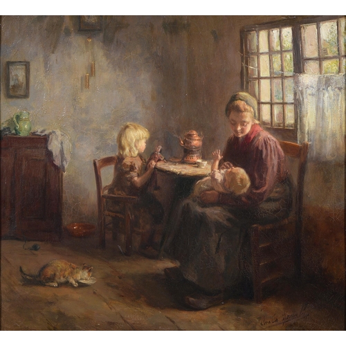 316 - Christiaan Zwaan (1882-1964) - Domestic Bliss, signed, oil on canvas, 56 x 60.5cm