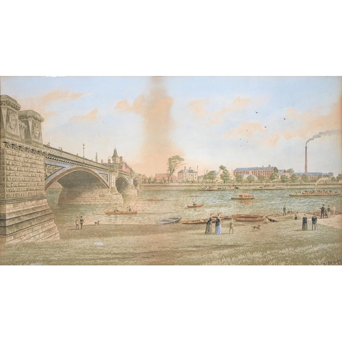 321 - After William Frederick Austin - Trent Bridge Nottingham, lithograph, published late 19th c, 25 x 44... 